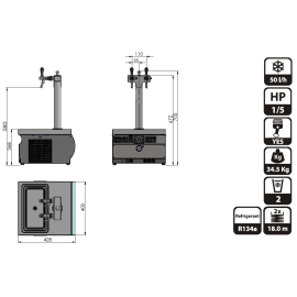 Lindr KONTAKT 55/K Profi avec robinets en inox Lindr KONTAKT 55/K Profi avec robinets en inox