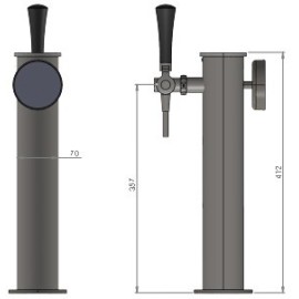 Colonne événementielle en acier inoxydable avec médaillon rétro-éclairé, phyton préinstallé, sans robinet Colonne événementielle en acier inoxydable avec médaillon rétro-éclairé, phyton préinstallé, sans robinet