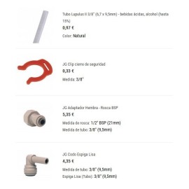 Pack de tuyaux (Lupulus II) et de raccords (1/2") pour tireuse à 2 robinets sans compresseur d'air