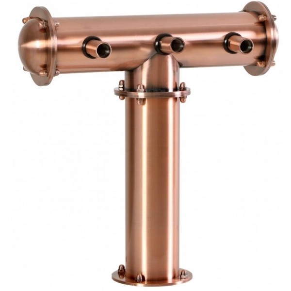 Colonne T3, 3 sorties avec tubes préinstallés - finition cuivre Colonne T3, 3 sorties avec tubes préinstallés - finition cuivre