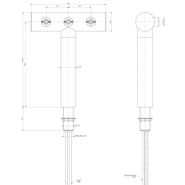 Colonne en « T » 3 sorties 5/8" avec robinets et médaillons Cosmo, préinstallés avec tubes