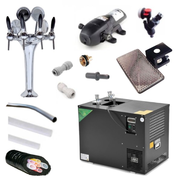 Ensemble colonne BIB 4 robinets + refroidisseur AS-80 avec thermostat manuel + pompes Bevjet Compact + têtes BIB Vitop
