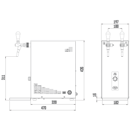 Lindr SODA PYGMY avec 2 robinets en acier inoxydable